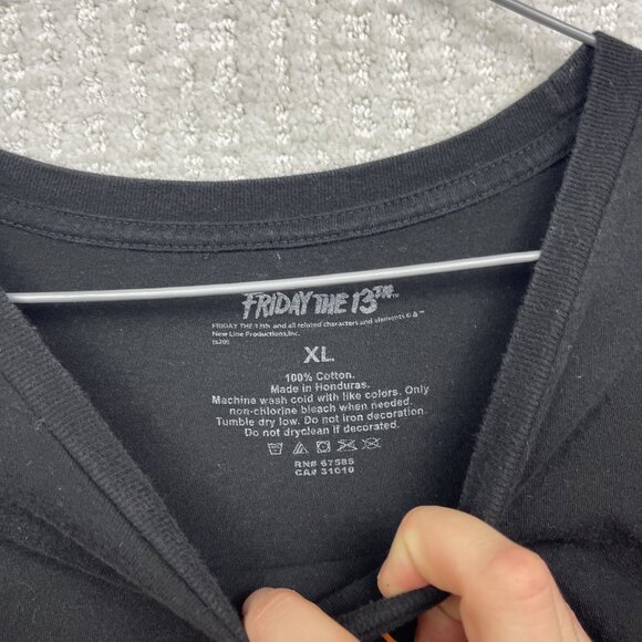 Friday The 13th Black Long Sleeve Men XL T-Shirt Jason Mask w/ Machete Sleeve - Picture 6 of 14